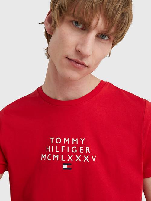 Tommy Hilfiger Graphic Logo Póló Férfi Piros | TH278VDB