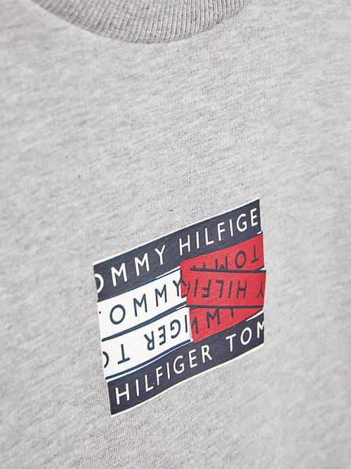 Tommy Hilfiger Graphic Tape Logo Pulóver Fiú Szürke | TH324MAW