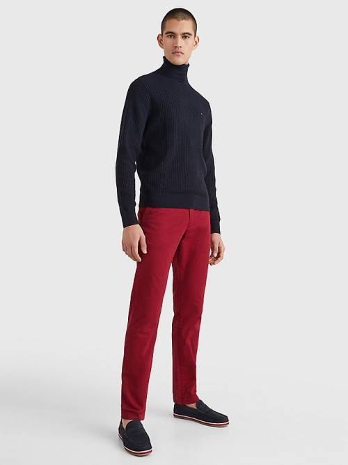 Tommy Hilfiger Grid Check Roll Neck Jumper Pulóverek Férfi Kék | TH349ZVR