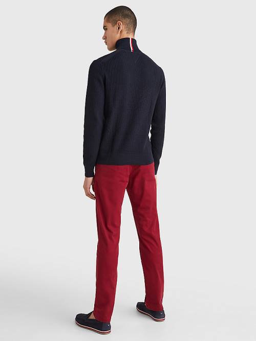 Tommy Hilfiger Grid Check Roll Neck Jumper Pulóverek Férfi Kék | TH349ZVR