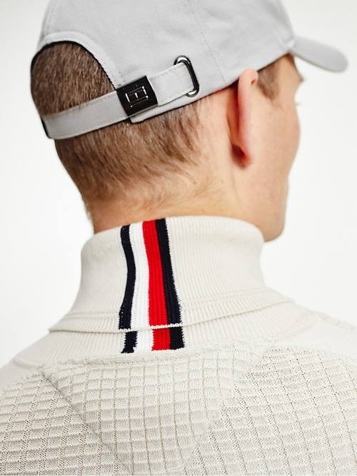 Tommy Hilfiger Grid Check Roll Neck Jumper Pulóverek Férfi Bézs | TH963UFI