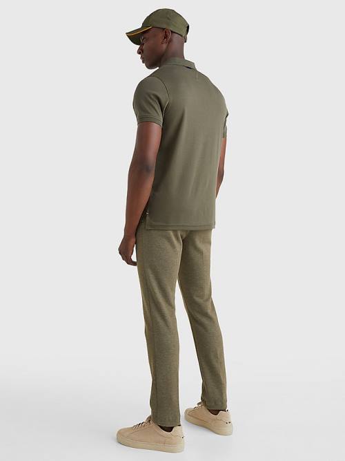 Tommy Hilfiger Half-Zip Interlock Slim Fit Póló Férfi Khaki | TH280UMJ