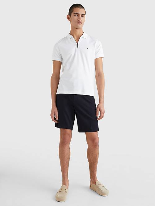 Tommy Hilfiger Half-Zip Interlock Slim Fit Póló Férfi Fehér | TH570WZE