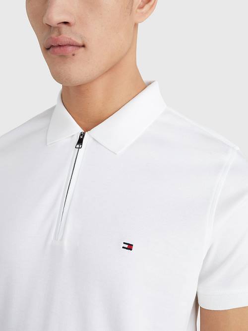 Tommy Hilfiger Half-Zip Interlock Slim Fit Póló Férfi Fehér | TH570WZE