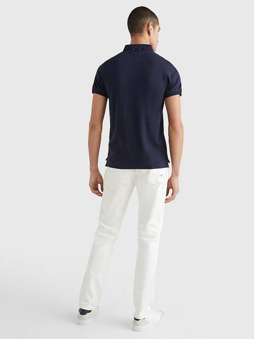 Tommy Hilfiger Half-Zip Interlock Slim Fit Póló Férfi Kék | TH608RQY