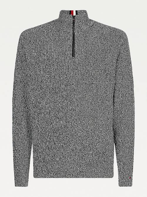 Tommy Hilfiger Half-Zip Mock Turtleneck Jumper Pulóverek Férfi Fekete | TH450DQP