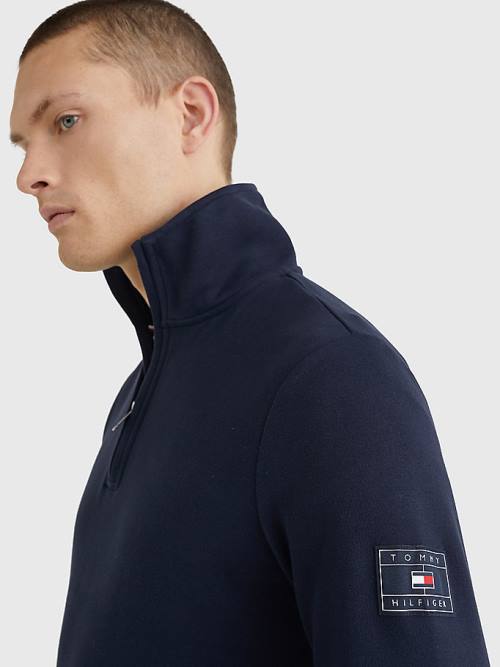 Tommy Hilfiger Half-Zip Pulóver Férfi Kék | TH602MWT