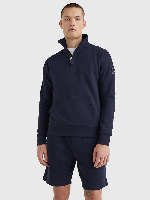 Tommy Hilfiger Half-Zip Pulóver Férfi Kék | TH602MWT