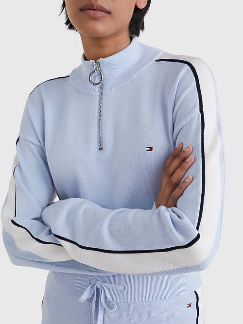 Tommy Hilfiger Half Zip Regular Fit Jumper Pulóverek Női Kék | TH479EQF