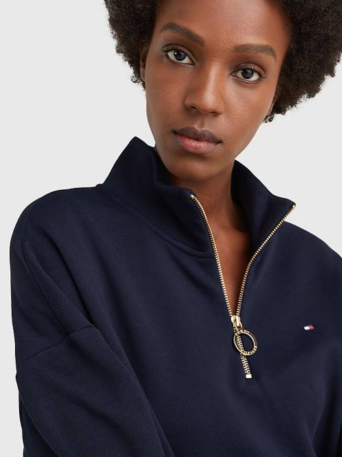 Tommy Hilfiger Half Zip Relaxed Jumper Ruha Női Kék | TH076SVU