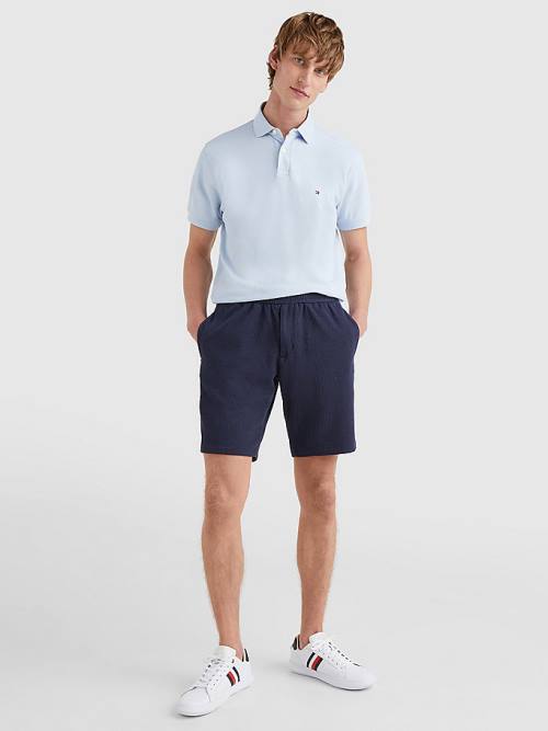 Tommy Hilfiger Harlem Relaxed Fit Seersucker Rövidnadrág Férfi Kék | TH479MUZ