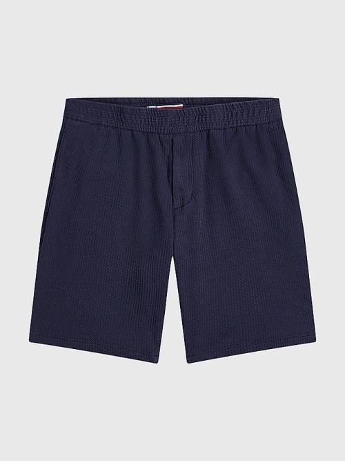 Tommy Hilfiger Harlem Relaxed Fit Seersucker Rövidnadrág Férfi Kék | TH479MUZ