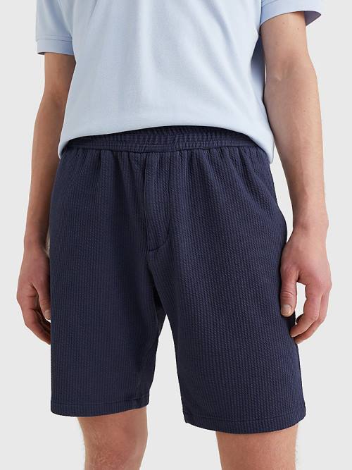 Tommy Hilfiger Harlem Relaxed Fit Seersucker Rövidnadrág Férfi Kék | TH479MUZ