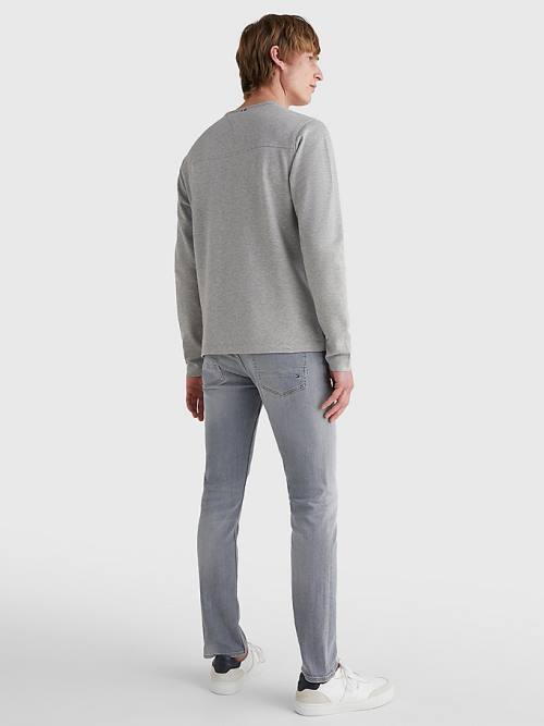 Tommy Hilfiger Henley Neck Long Sleeve Póló Férfi Szürke | TH378ABT