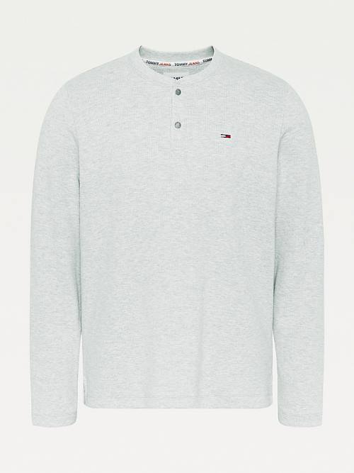 Tommy Hilfiger Henley Neck Long Sleeve Póló Férfi Szürke | TH723YZL