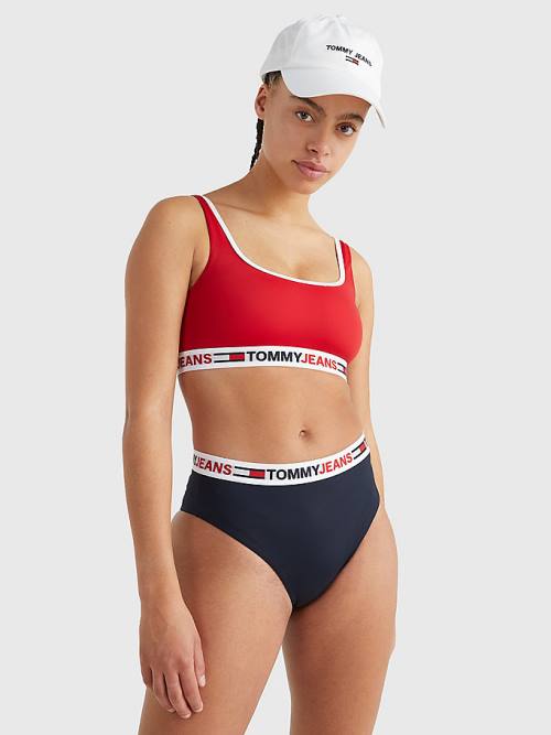 Tommy Hilfiger High Derekú Cheeky Bikini Bottoms Fürdőruha Női Kék | TH294FNE