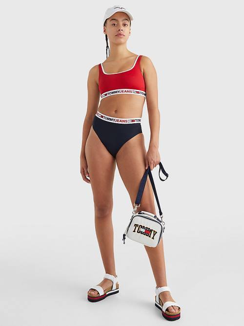 Tommy Hilfiger High Derekú Cheeky Bikini Bottoms Fürdőruha Női Kék | TH294FNE