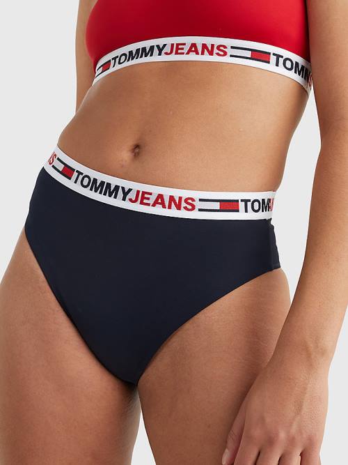 Tommy Hilfiger High Derekú Cheeky Bikini Bottoms Fürdőruha Női Kék | TH294FNE