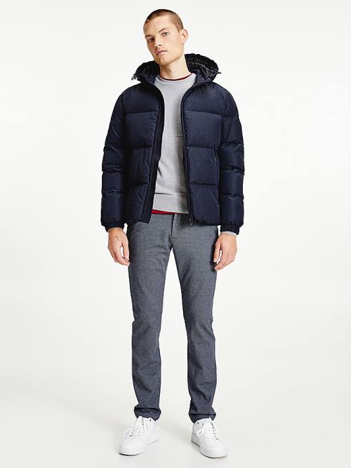 Tommy Hilfiger High Loft Removable Hood Puffer Kabát Férfi Kék | TH274UYS