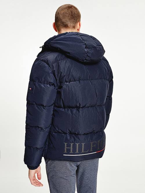 Tommy Hilfiger High Loft Removable Hood Puffer Kabát Férfi Kék | TH274UYS