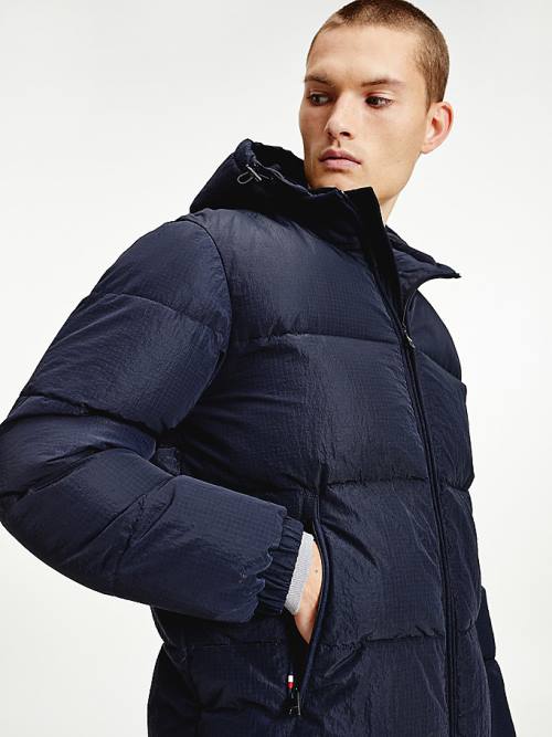 Tommy Hilfiger High Loft Removable Hood Puffer Kabát Férfi Kék | TH274UYS