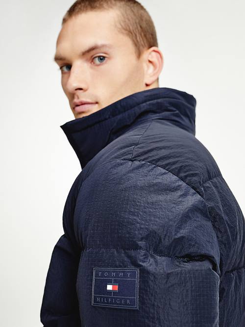 Tommy Hilfiger High Loft Removable Hood Puffer Kabát Férfi Kék | TH274UYS