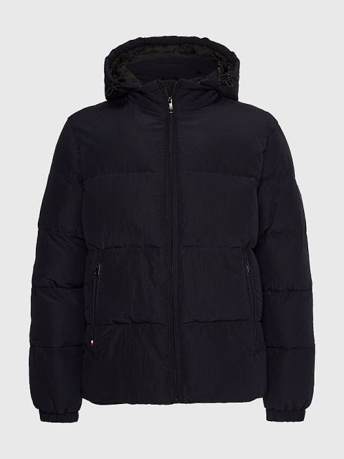 Tommy Hilfiger High Loft Removable Hood Puffer Kabát Férfi Kék | TH274UYS