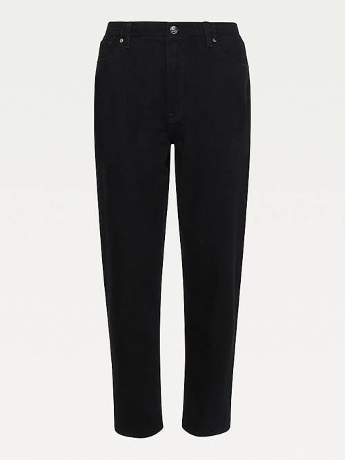 Tommy Hilfiger High Rise Mom Tapered Relaxed Black Elasticated Derekú Farmer Női Fekete | TH731DES