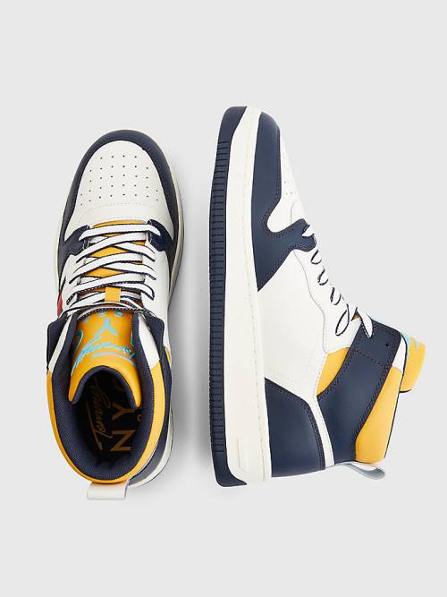 Tommy Hilfiger High-Top Bőr Retro Basketball Tornacipő Férfi Kék | TH879SPQ