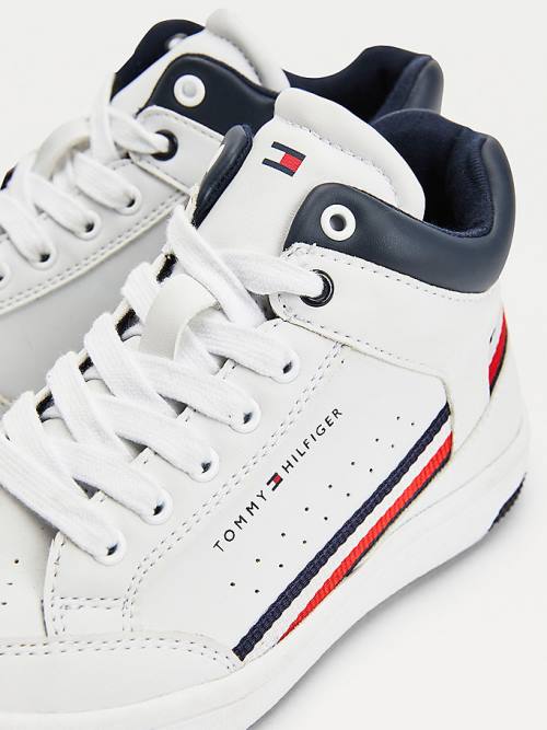 Tommy Hilfiger High-Top Csipke-Up Tornacipő Fiú Fehér | TH280LIS