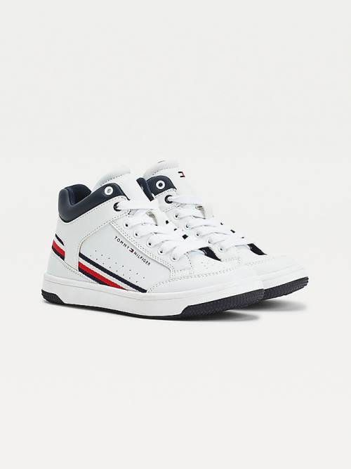 Tommy Hilfiger High-Top Csipke-Up Tornacipő Fiú Fehér | TH280LIS