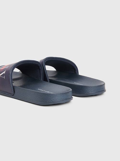 Tommy Hilfiger Holographic Logo Pool Slides Szandál Fiú Kék | TH634FHA