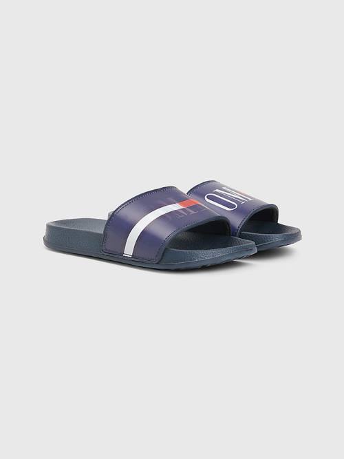 Tommy Hilfiger Holographic Logo Pool Slides Szandál Fiú Kék | TH634FHA