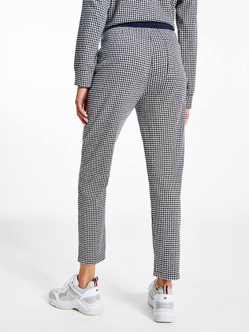 Tommy Hilfiger Houndstooth Jacquard Tapered Joggers Nadrág Női Kék | TH126QJR