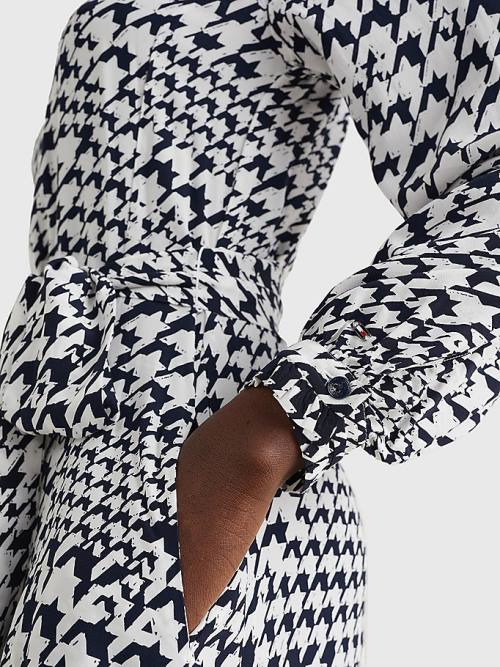 Tommy Hilfiger Houndstooth Relaxed Fit Midi Ruha Női Kék | TH516EQN