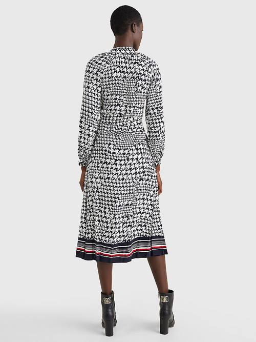 Tommy Hilfiger Houndstooth Relaxed Fit Midi Ruha Női Kék | TH516EQN