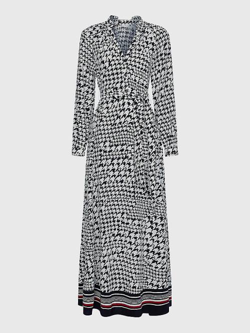 Tommy Hilfiger Houndstooth Relaxed Fit Midi Ruha Női Kék | TH516EQN