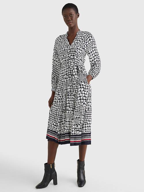 Tommy Hilfiger Houndstooth Relaxed Fit Midi Ruha Női Kék | TH516EQN