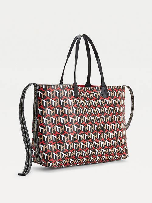 Tommy Hilfiger Iconic All-Over Monogram Tote Táska Női Kék | TH237LFT