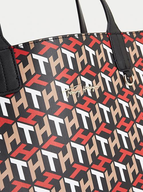 Tommy Hilfiger Iconic All-Over Monogram Tote Táska Női Kék | TH237LFT