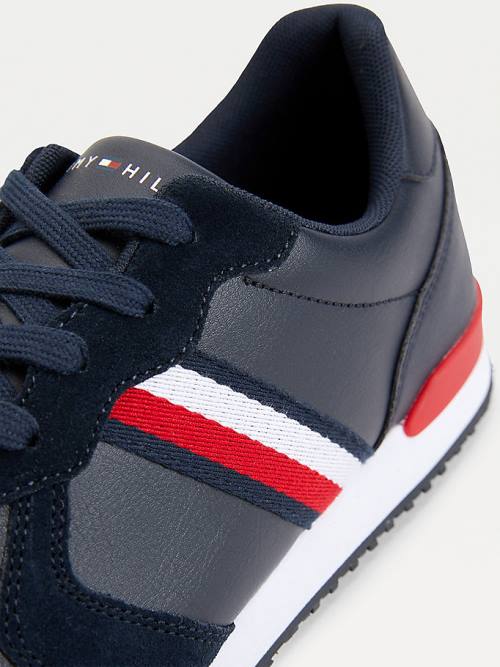 Tommy Hilfiger Iconic Bőr Retro Futó Tornacipő Férfi Kék | TH023RPZ