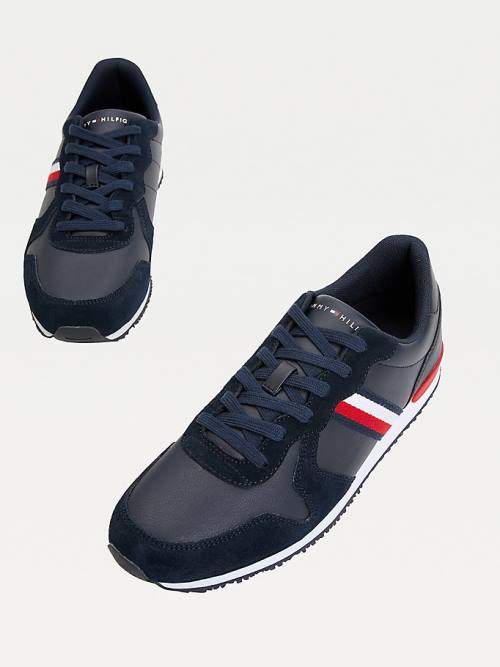 Tommy Hilfiger Iconic Bőr Retro Futó Tornacipő Férfi Kék | TH023RPZ