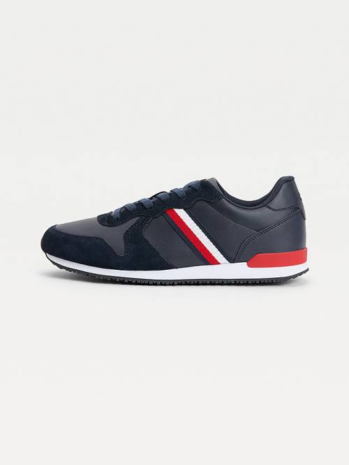 Tommy Hilfiger Iconic Bőr Retro Futó Tornacipő Férfi Kék | TH023RPZ