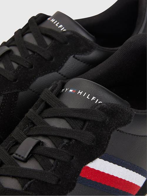 Tommy Hilfiger Iconic Bőr Retro Futó Tornacipő Férfi Fekete | TH536KWT