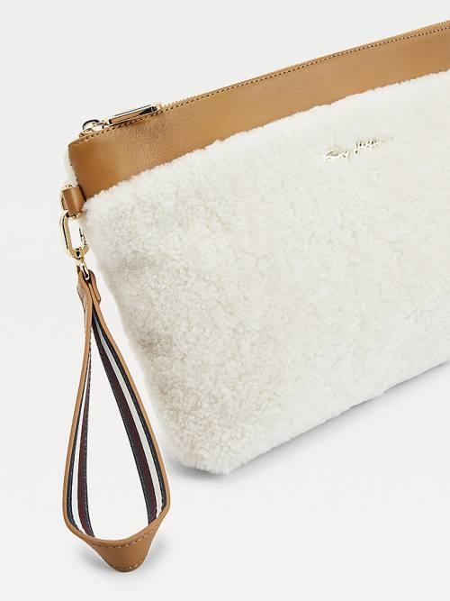 Tommy Hilfiger Iconic Bőr Shearling Clutch Táska Női Rózsaszín | TH384YNA