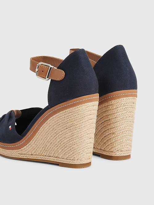 Tommy Hilfiger Iconic High Éktalpú Espadrille Szandál Női Kék | TH576EXZ