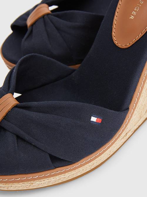 Tommy Hilfiger Iconic High Éktalpú Espadrille Szandál Női Kék | TH576EXZ