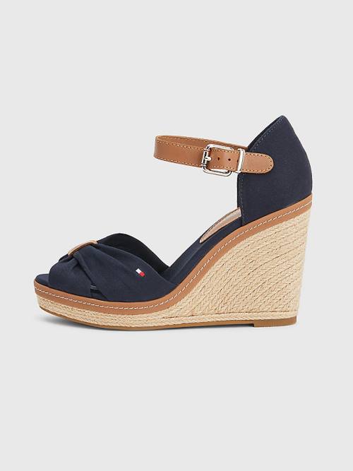 Tommy Hilfiger Iconic High Éktalpú Espadrille Szandál Női Kék | TH576EXZ