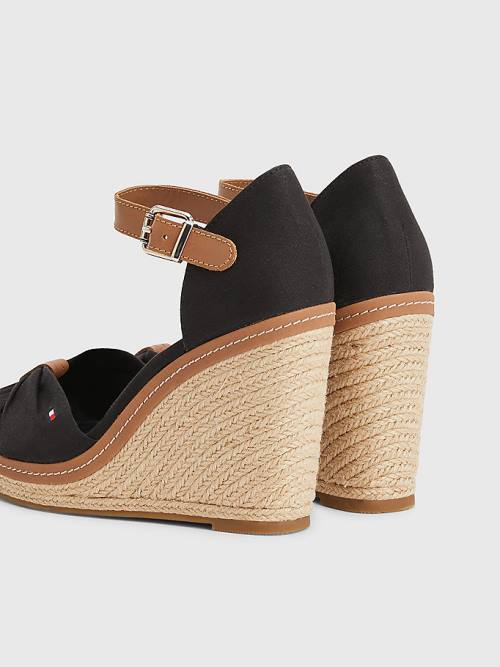 Tommy Hilfiger Iconic High Éktalpú Espadrille Szandál Női Fekete | TH620NHQ