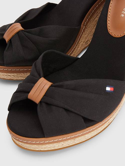 Tommy Hilfiger Iconic High Éktalpú Espadrille Szandál Női Fekete | TH620NHQ